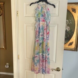 Vibrant Tie-Dye Ruffle Kids Dress